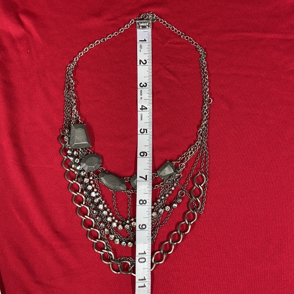 NWOT Multi-Chain & Rhinestone Victorian-Gothic Necklace - Picture 11 of 11